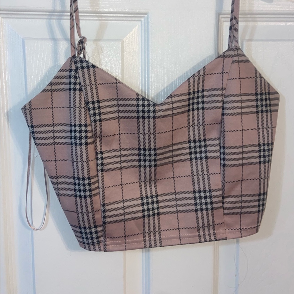 Plaid pink tank top